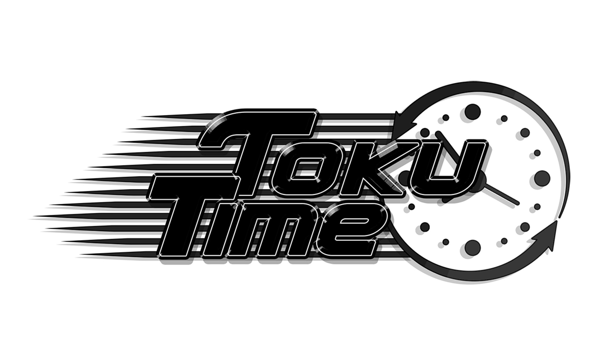 Toku Time avec une horloge à droite et des lignes de vitesse à droite
